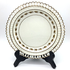 Antique Reticulated Creamware Osier Plate Basket Weave Anchor Mark Diameter 18cm