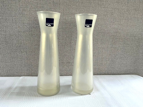 Pair glass vases white - glass,