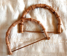Pair of Vintage Bamboo Bag Handles - Handbag, Beach , Sewing or Toiletries Bag
