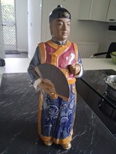 Vintage Shiwan Chinese Mudmen Holding A Fan Figurine 29.5cms TALL