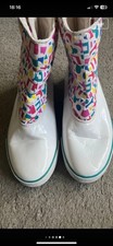 White Patent Leather Multicoloured Snow Boots Lapland Lacoste designer Size 4