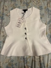Zara Off White Fitted Top With Silver colour Button Details BNWT Size M Medium