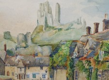 Original Watercolour , 'Corfe castle', Circa 1930's, Artist Unknown