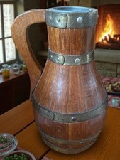 Arts and Crafts M J H Fry. Barnum. Devon Pitcher / Jug In Oak And Banded Brass