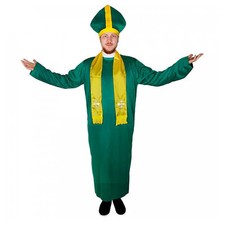 MENS IRISH PRIEST GREEN COSTUME SAINT PATRICK BISHOP VICAR FANCY DRESS PARTY