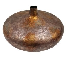 Large Metallic Bronze Disc Vase 40cm Decorative Modern Rustic Statement Ornament