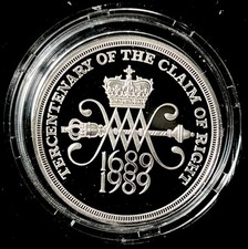 1989 Tercentenary Of The Claim Of Rights .925 Silver Proof £2 Two Pound Coin