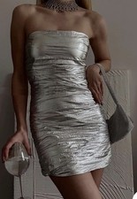 ZARA Silver Draped Mini Dress