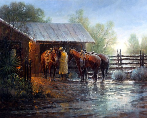 Western cowboy the rain - western, in