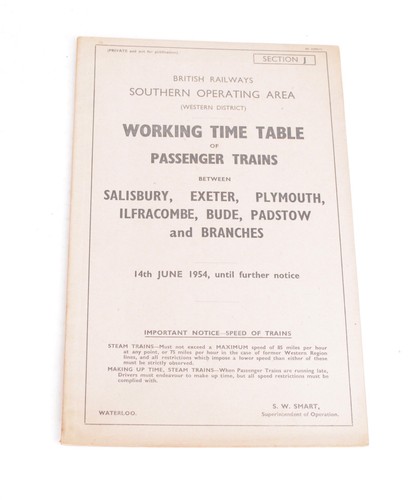 Railway working timetable - working,