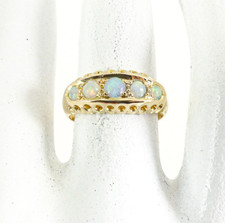 18ct Gold Opal & Diamond Ring Edwardian Antique 1920 size L  Gift Box