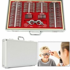 266Pcs Optical Trial Lens Set Optometry Kit Metal Rim Aluminum Box Trial Frame