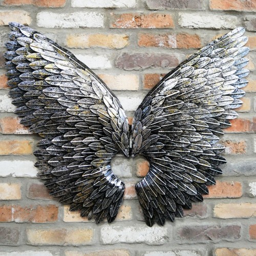 Silver angel wings wall art - silver,