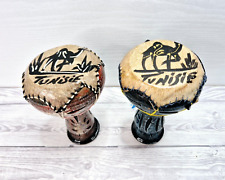 Terracotta Bongo Tunisie African Drums 17cm Tall Authentic