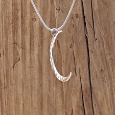 Sterling Silver Crescent Moon Hammered Pendant Necklace Pagan Halloween Boxed