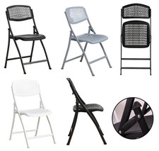Metal Folding Plastic Chair Foldable Light Weight Meeting Room Home Office Chair