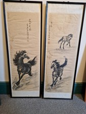 Chinese 100% Hand Painting Scroll Horses, based on Xu Beihong
