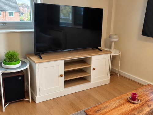 Habitat cream unit with oak - tv,