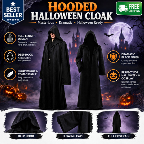 Halloween hooded cloak - hooded,