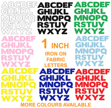 IRON ON FABRIC LETTERS!*NEW* ONE INCH SIZE * Multi Listing -19 Colours! Die Cut!