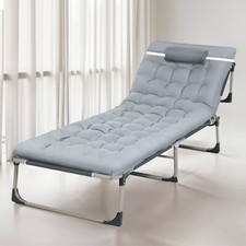 Foldable Sun Lounger Recliner Adjustable Back Rest Garden Folding Chair/Bed