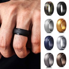 Black Silicone Ring Rubber Wedding Band Flexible for Men Workout Male Lifestyle
