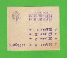 Old Till Receipt - W.H. Smith - Rotherham, South Yorkshire - 1985