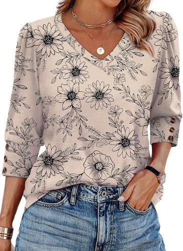 Womens sleeve v neck - womens, 3/4