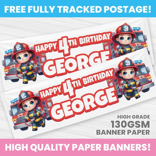 Fireman birthday banner - birthday,