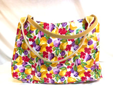 Cath Kidston Day Shoulder Bag Large Floral Painted Fruit Oilcloth Yellow 37x24cm