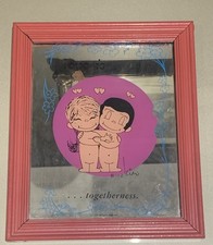 Rare LA Times Vintage Kim Casali Love Is Togetherness Framed Mirror 1970s Art