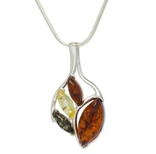 NATURAL BALTIC AMBER Jewellery Gemstone STERLING SILVER 925 PENDANT NECKLACE