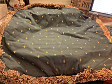 (1) Custom Euro Sham~24” Sq~Heavy Cotton/Black Background~Small Fleur De Lis’s~