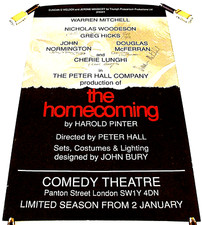 THE HOMECOMING WARREN MITCHELL CHERIE LUNGHI AUTO'D POSTER COMEDY THEATRE 1991