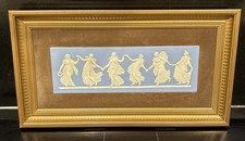 Wedgwood Blue Jasperware Framed Dancing Hours Plaque  Signed T G Vintage
