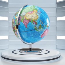 25cm Educational World Globe – Swivel Desktop Globe with Metal Stand for Learnin