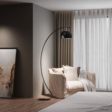 Vintage Arc Floor Lamp Retro Standing Light in Black Suitable for Reading Office