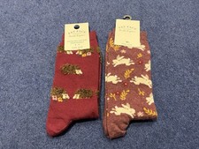 Fat Face Ladies Socks Size 4-7 BNWT Rabbits & Hedgehogs