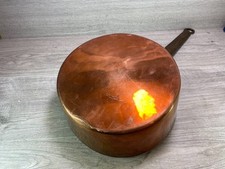 antique professional rare find heavy copper pan pot iron handle