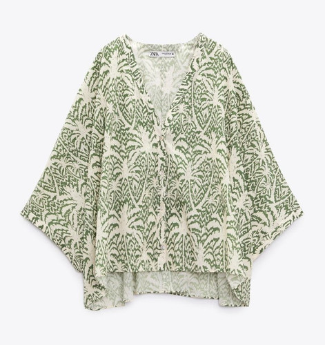 Zara 2pc palm print cotton - print,