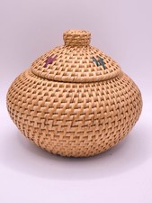Vintage Wicker Rattan Lidded