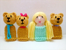 Goldilocks and the Three Bears - 4 Hand Knitted Fairy Tale Finger Puppets - New