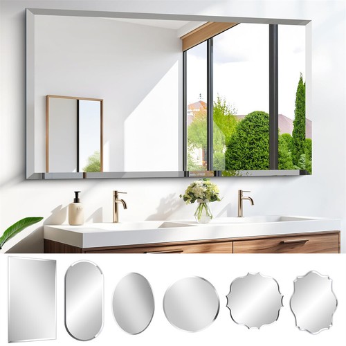 Frameless wall mirror beveled - wall,