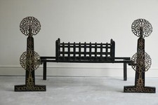 Ernest Gimson Style Arts and Crafts Fire Dogs & Fire Basket