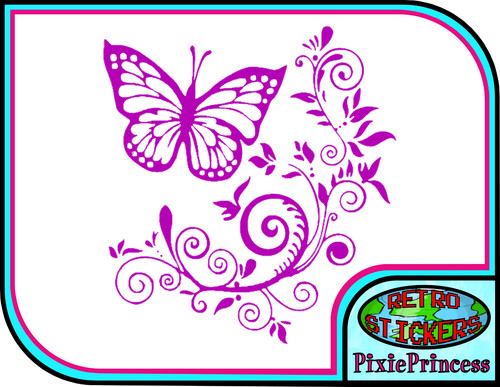 Butterfly flower vinyl - butterfly, c