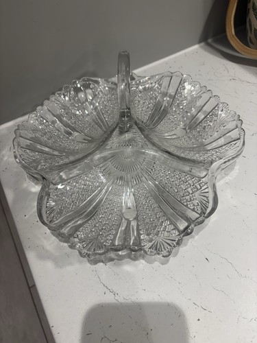 Antique trefoil glass dish - antique,