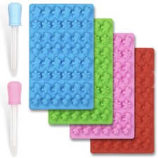 Silicone Mini Dinosaur Candy Moulds Set of 4 with Droppers - Fun, Ice,Chocolate