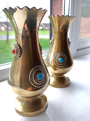 Matching brass vases - 2, with