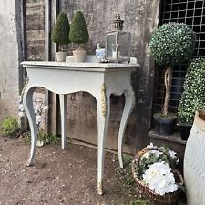 Grey Hand Painted Ornate Rustic Vintage French Country Chic Style Console Table