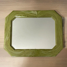 Vintage Habitat Mirror 70s Rare Crayonne Green Marbled Plastic Retro Rectangle